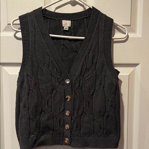 a new day Women's Black Cable Knit Sweater Vest